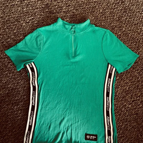 Justice Teal Sporty Top with Black Accents - Picture 2 of 4